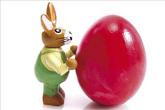小,复活节兔子,站立,旁侧,涂绘,复活节彩蛋