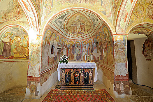 壁画,罗马式,教堂,神圣,斯洛文尼亚,欧洲