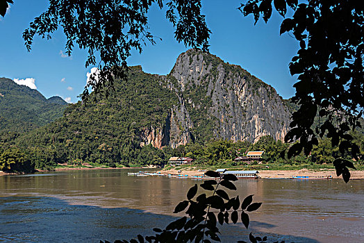 河,落基山脉,背景,湄公河,地区,琅勃拉邦,老挝