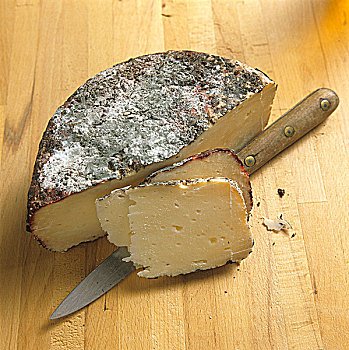 羊乳干酪,奶酪,切片,刀
