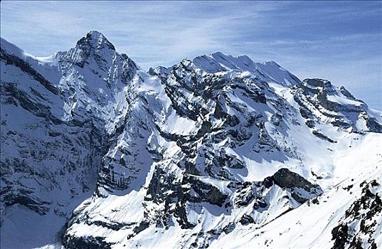 山峰,雪,冬天,伯恩高地,瑞士,欧洲