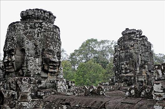 石头,脸,巴扬寺,吴哥窟,柬埔寨,东南亚
