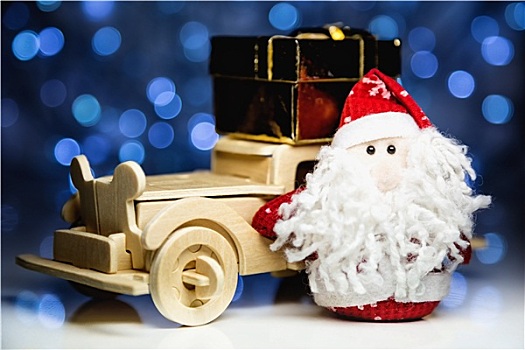圣诞老人,老,复古,木质,汽车,礼盒