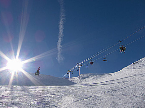 滑雪缆车,犹他,美国