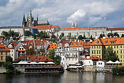 港口,场景,大教堂,背景,布拉格,捷克共和国