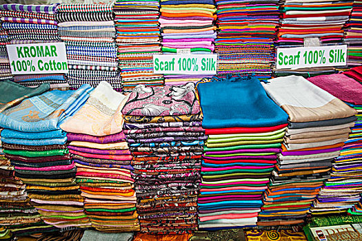 柬埔寨,收获,老,市场,展示,丝绸,商品