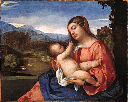 圣母玛利亚,孩子,风景