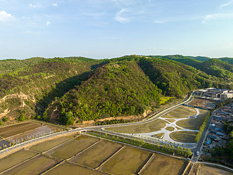 陕西省延安市南泥湾航拍图片