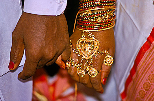 饰品,手,结婚,女人,印度,亚洲