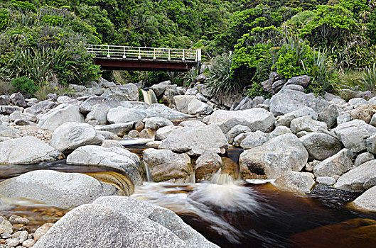 桥,上方,河流,褐色,水,色彩,植物,卡拉梅亚,南岛,新西兰,大洋洲