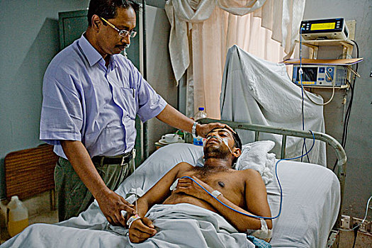 重症监护室,医疗,医院,船,工作,受伤,意外,孟加拉,八月,2008年,上方,状况,院子