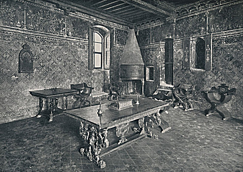 室内,邸宅,迟,16世纪,桌子,艺术家,未知