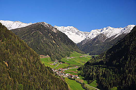 奥地利,提洛尔,山村,阿尔卑斯山