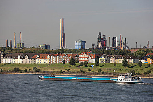 莱茵河,正面,彩色,家,工厂,远景,杜伊斯堡,德国