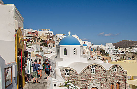 希腊,锡拉岛,白色,建筑,陡峭,山
