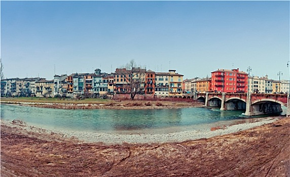 河,城市,房子,桥,意大利