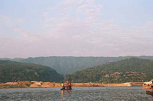 石头,收集,河,孟加拉,喜马拉雅山,印度,漂石,潮汐,十二月,2007年