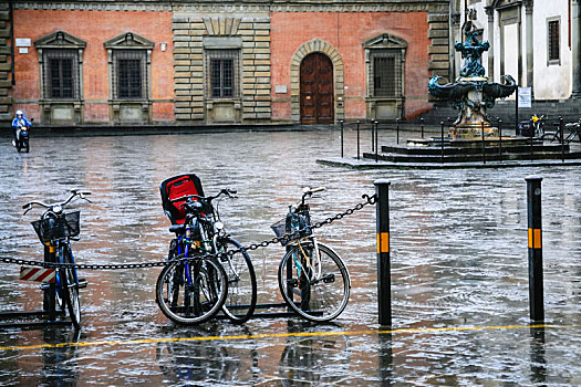 湿,自行车,广场