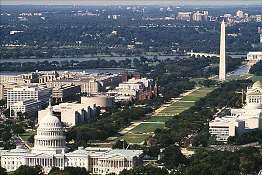 航拍,政府建筑,国会大厦建筑,华盛顿纪念碑,华盛顿特区,美国