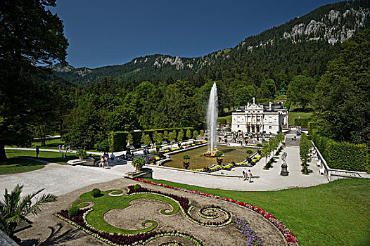 林德霍夫堡,宫殿,靠近,乌伯阿玛高,区域,巴伐利亚,德国,欧洲