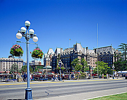 街景,皇后酒店,维多利亚,城市,加拿大