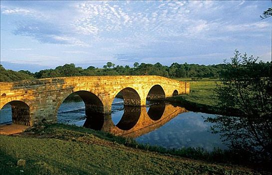 桥,风情,河,诺森伯兰郡,英国,欧洲