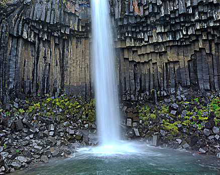 史瓦提瀑布,瀑布,玄武岩,柱子,斯卡夫塔菲尔国家公园,冰岛,欧洲