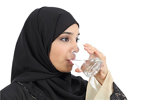 阿拉伯,女人,饮用水,玻璃杯