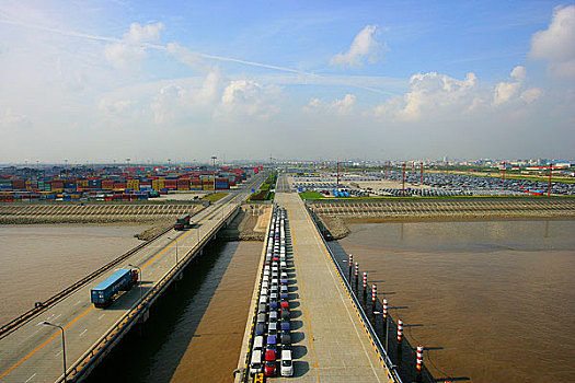 上海浦东外高桥的上海海通国际汽车码头