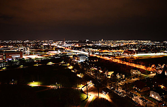 丹麦奥尔堡市夜景