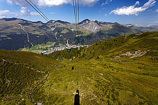 阿尔卑斯山,缆车,吊舱,达沃斯,格劳宾登,瑞士