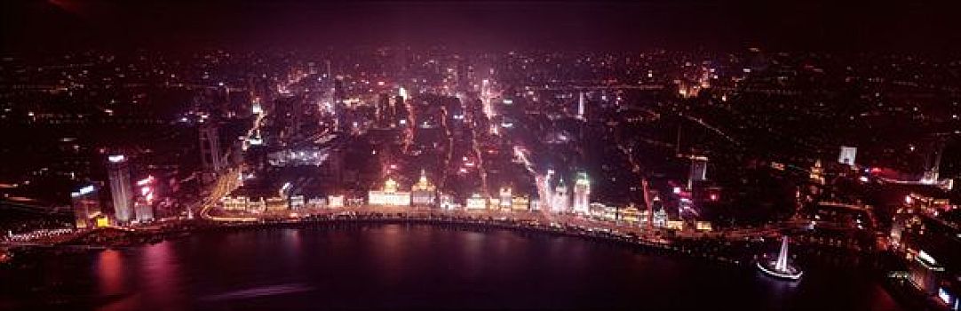 中国,上海,航拍,夜晚