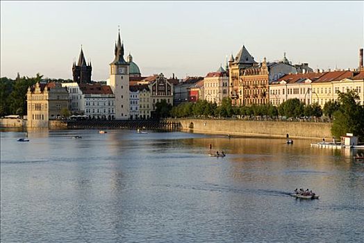 堤岸,伏尔塔瓦河,历史名城,中心,世界遗产,布拉格,捷克共和国,欧洲
