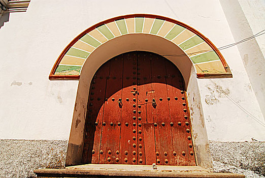 玻利维亚,科帕卡巴纳,仰视,拱形,入口,闭门