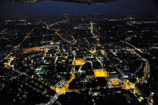 航拍,市区,多特蒙德,2009年,文化,节日,夜晚,飞行,区域,北莱茵威斯特伐利亚,德国,欧洲