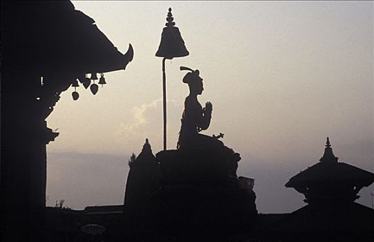 雕塑,国王,巴克塔普尔,尼泊尔