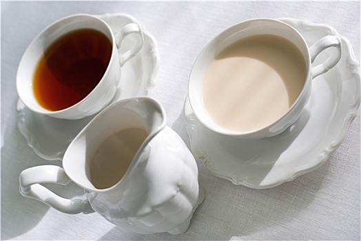 两个,茶杯,奶壶