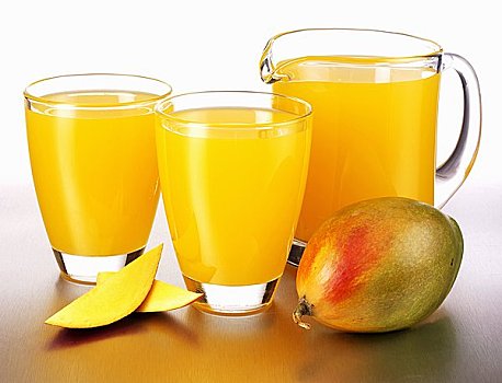 芒果,果汁,玻璃杯,玻璃罐