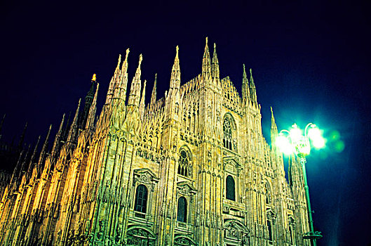 欧洲,意大利,米兰,大教堂,夜晚