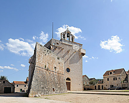 要塞,教堂,夏娃岛,克罗地亚,欧洲