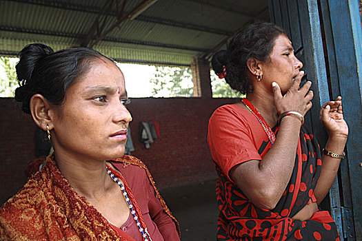 女人,地方特色,群体,种族,生活方式,西部,局部,尼泊尔,抗议,加德满都,八月,2007年,穷