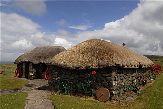 博物馆,岛屿,生活,展示,老,草皮,房子,半岛,斯凯岛,苏格兰,英国,欧洲