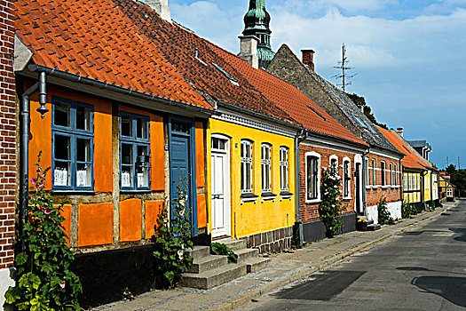 排,房子,丹麦,欧洲