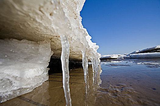海冰,奇观,寒冷,冬季,冰块,海滩,安静,秦皇岛,北戴河