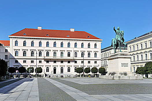 骑马,雕塑,马克西米利安,巴伐利亚,正面,西门子,总部,慕尼黑,德国,欧洲