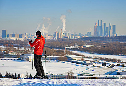 滑雪,冬天,莫斯科