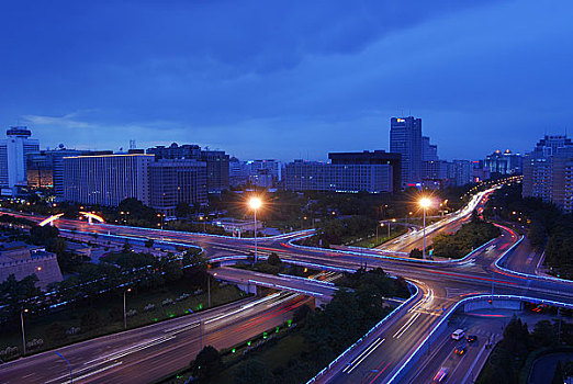 北京建国门桥夜景