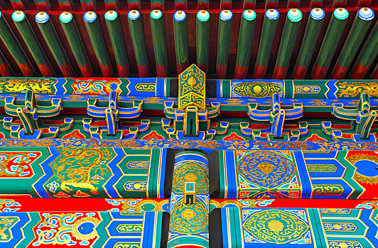 故宫宫殿的斗拱与彩绘