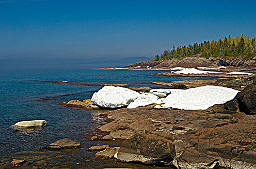 雪,苏必利尔湖,湾,安大略省,加拿大