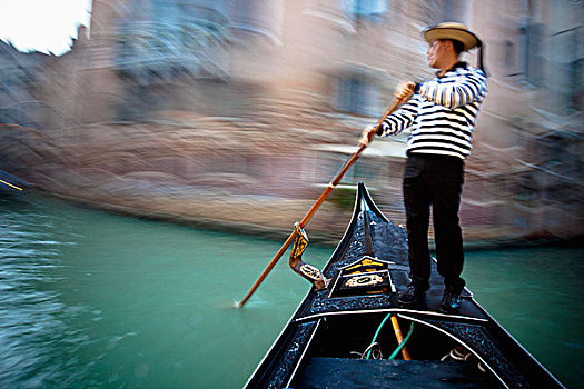 平底船船夫,小船,运河,威尼斯,意大利